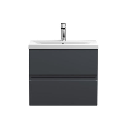 Hudson Reed Urban Wall Hung Double Drawer 600mm Vanity Unit with Mid-Edge Ceramic Basin (1 size, 5 colours) - Brand New Bathrooms