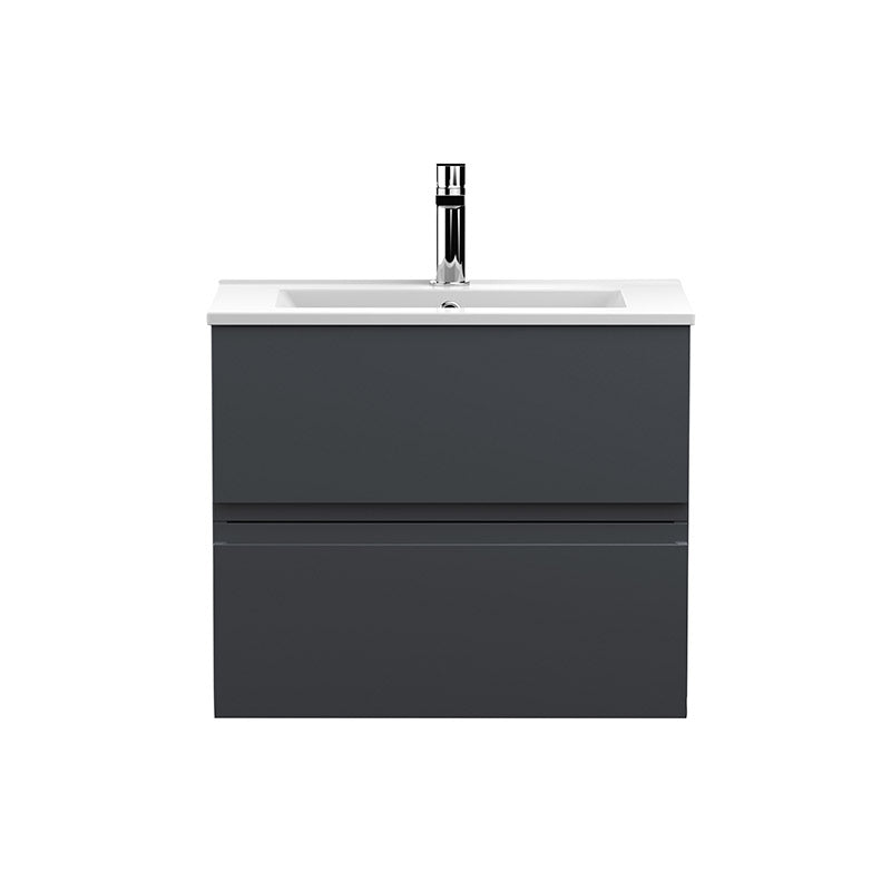 Hudson Reed Wall Hung Double Drawer 500mm Vanity Unit & Ceramic Minimalist Basin (1 size, 5 colours) - Brand New Bathrooms