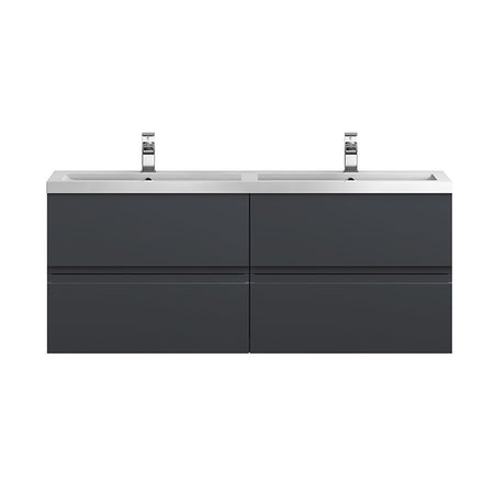Hudson Reed Urban Wall Hung Four Drawer 1200mm Vanity & Double Polymarble Basin (1 size, 5 colours) - Brand New Bathrooms