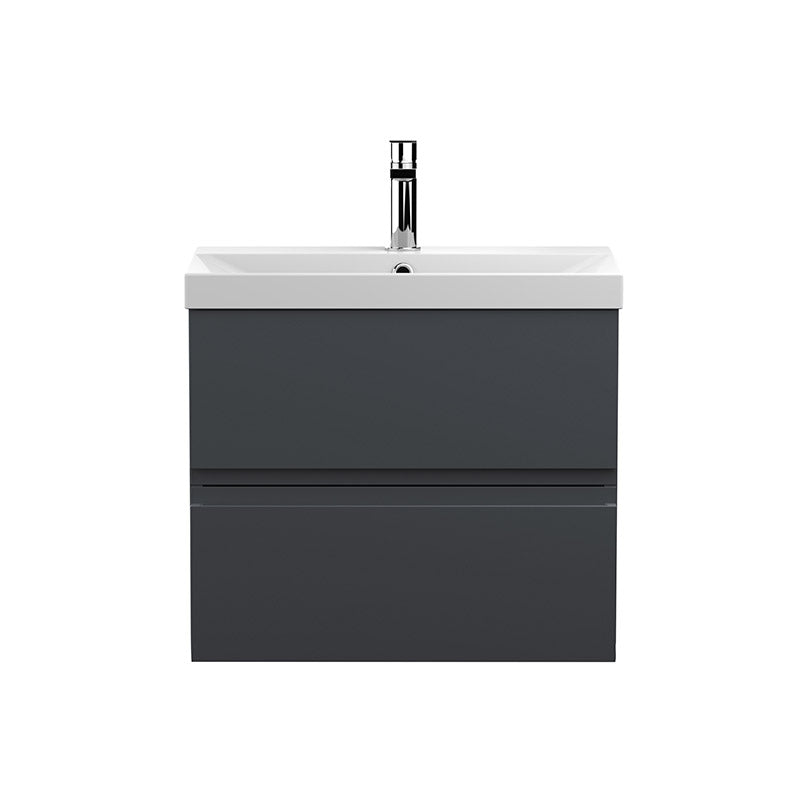 Hudson Reed Urban Wall Hung Double Drawer 600mm Vanity Unit & Thin-Edge Ceramic Basin (1 size, 5 colours) - Brand New Bathrooms