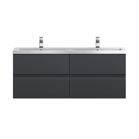 Hudson Reed Urban Wall Hung Four Drawer 1200mm Vanity & Double Polymarble Basin (1 size, 5 colours) - Brand New Bathrooms
