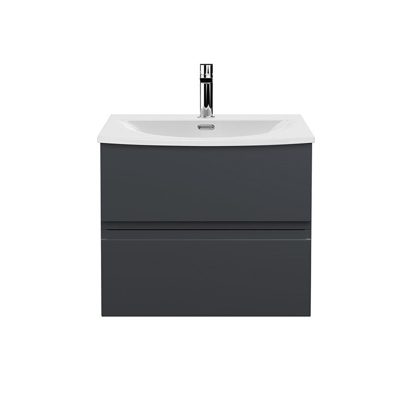 Hudson Reed Urban Wall Hung Double Drawer 600mm Vanity Unit & Curved Ceramic Basin (1 size, 5 colours) - Brand New Bathrooms