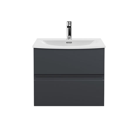 Hudson Reed Urban Wall Hung Double Drawer 600mm Vanity Unit & Curved Ceramic Basin (1 size, 5 colours) - Brand New Bathrooms