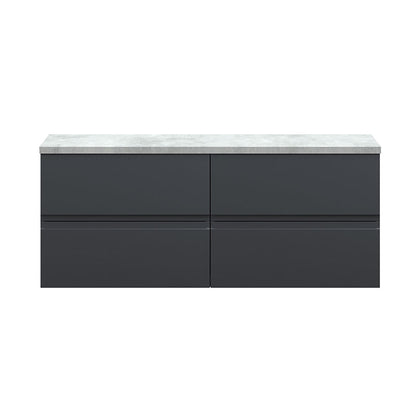 Hudson Reed Urban Wall Hung Four Drawer 1200mm Unit & Laminate Bellato Grey Worktop (1 size, 5 colours) - Brand New Bathrooms