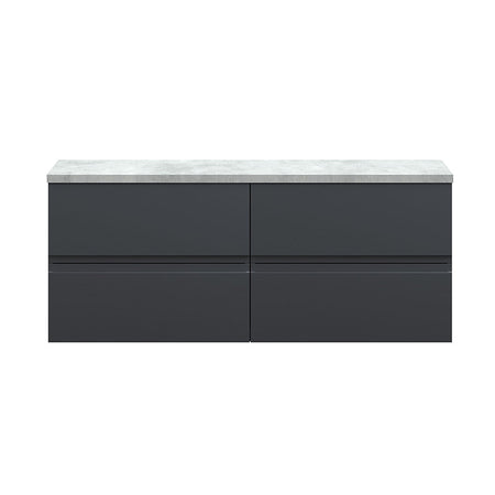 Hudson Reed Urban Wall Hung Four Drawer 1200mm Unit & Laminate Bellato Grey Worktop (1 size, 5 colours) - Brand New Bathrooms