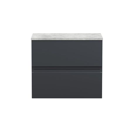 Hudson Reed Urban Wall Hung Double Drawer 600mm Vanity & Bellato Grey Laminate Worktop (1 size, 5 colours) - Brand New Bathrooms
