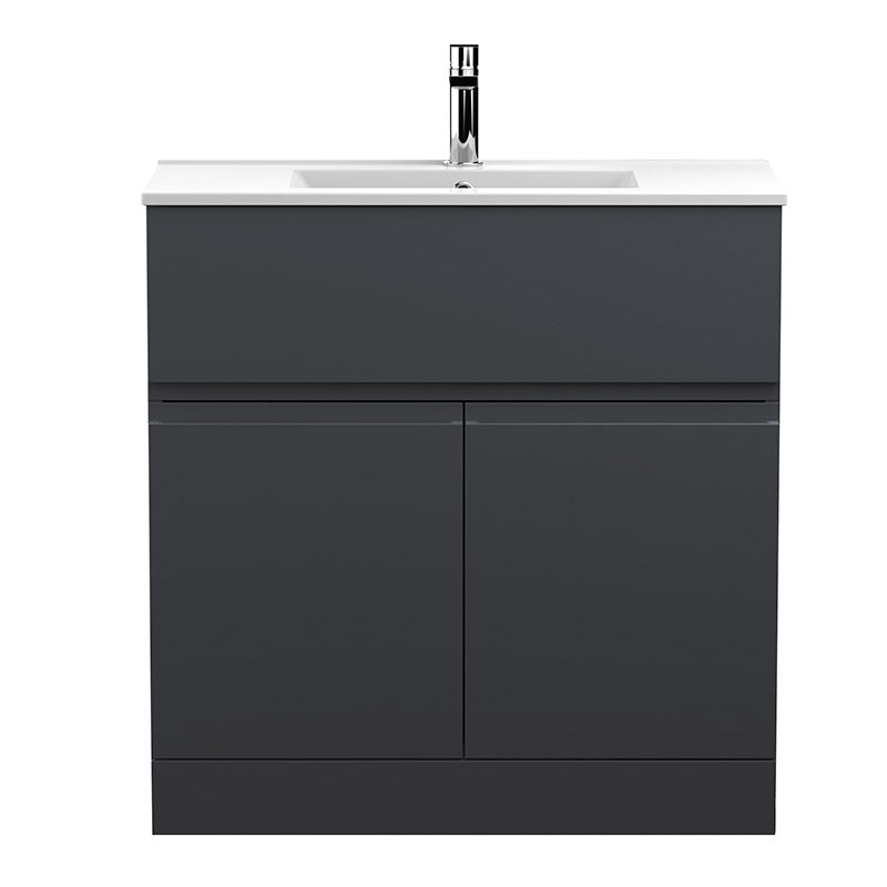 Hudson Reed Urban Floor Standing Double Door Single Drawer 800mm Vanity Unit with Mid-Edge Ceramic Basin (1 size, 5 colours) - Brand New Bathrooms