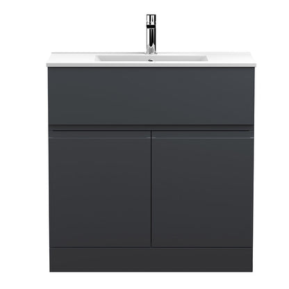 Hudson Reed Urban Floor Standing Double Door Single Drawer 800mm Vanity Unit with Mid-Edge Ceramic Basin (1 size, 5 colours) - Brand New Bathrooms