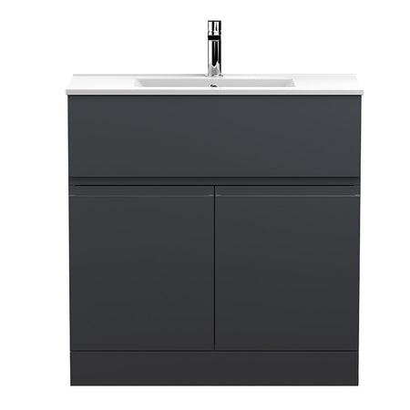 Hudson Reed Urban Floor Standing Double Door Single Drawer 800mm Vanity Unit with Mid-Edge Ceramic Basin (1 size, 5 colours) - Brand New Bathrooms