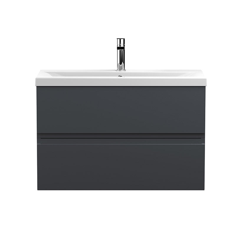 Hudson Reed Urban Wall Hung Double Drawer 800mm Vanity Unit with Mid-Edge Ceramic Basin (1 size, 5 colours) - Brand New Bathrooms
