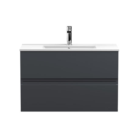 Hudson Reed Urban Wall Hung Double Drawer 800mm Unit & Minimalist Ceramic Basin (1 size, 5 colours) - Brand New Bathrooms