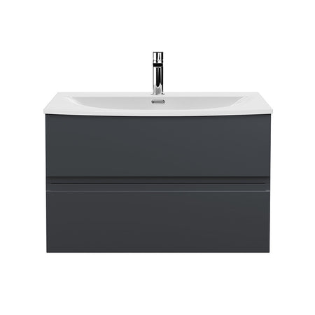 Hudson Reed Urban Wall Hung Double Drawer 800mm Vanity Unit with Curved Ceramic Basin (1 size, 5 colours) - Brand New Bathrooms
