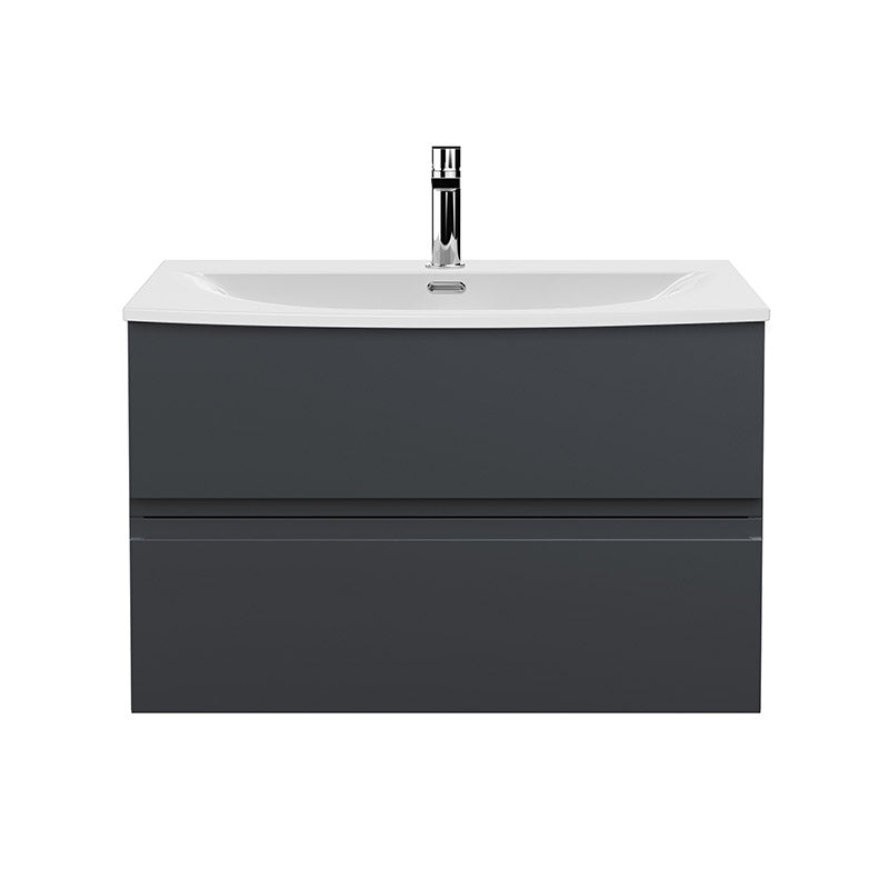 Hudson Reed Urban Wall Hung Double Drawer 800mm Vanity Unit with Curved Ceramic Basin (1 size, 5 colours) - Brand New Bathrooms