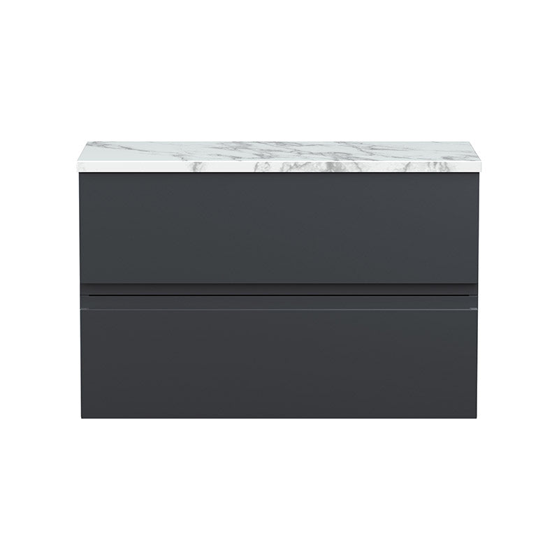 Hudson Reed Urban Wall Hung Double Drawer 800mm Unit & Laminate Worktop (1 size, 5 colours) - Brand New Bathrooms