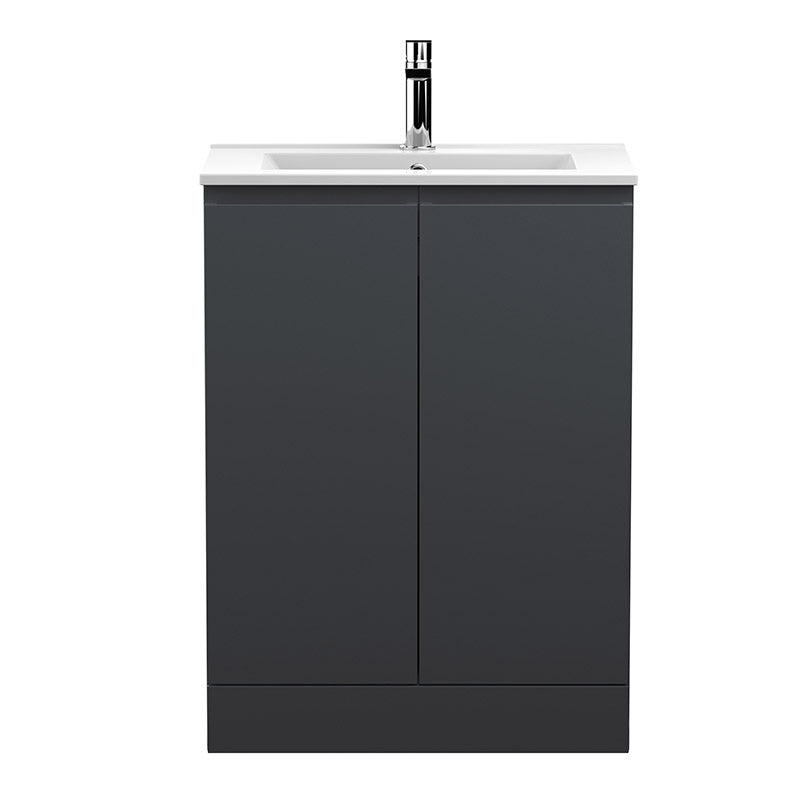 Hudson Reed Urban Floor Standing Double Door 600mm Vanity Unit & Minimalist Ceramic Basin (1 size, 5 colours) - Brand New Bathrooms