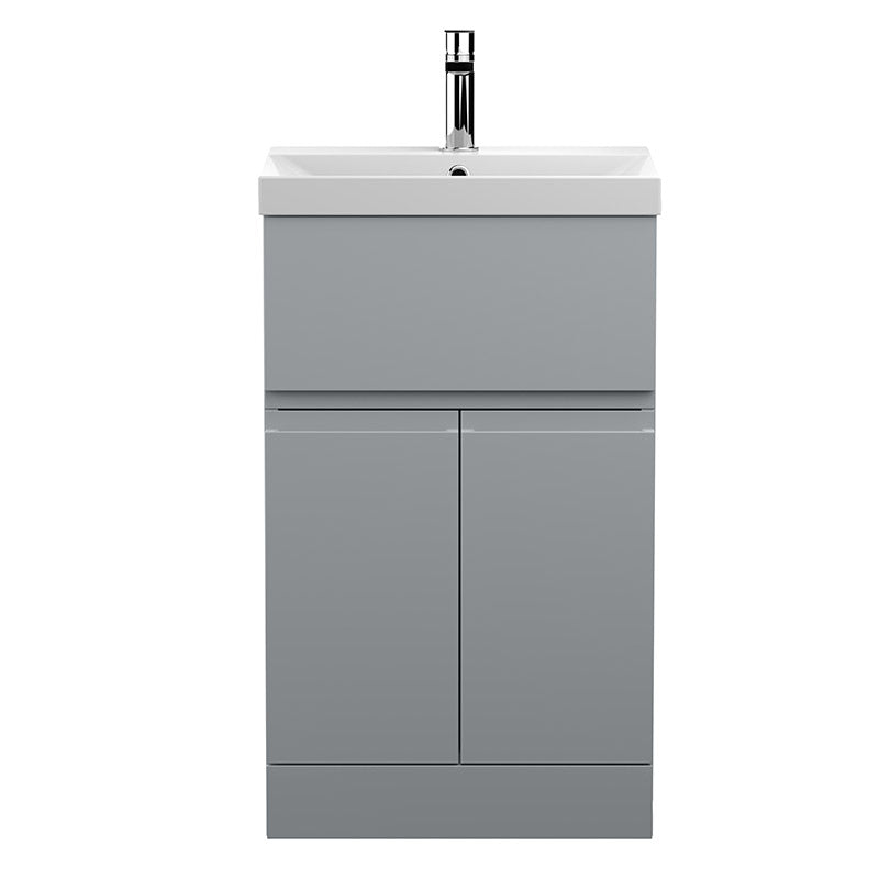 Hudson Reed Urban Floor Standing Double Door/Single Drawer 500mm Unit and Ceramic Thin-Edge Basin (1 size, 5 colours) - Brand New Bathrooms