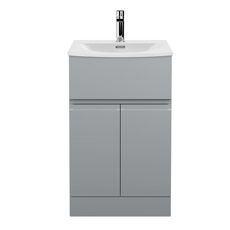 Hudson Reed Urban Floor Standing Double Door/Single Drawer 500mm Unit and Curved Ceramic Basin (1 size, 5 colours) - Brand New Bathrooms