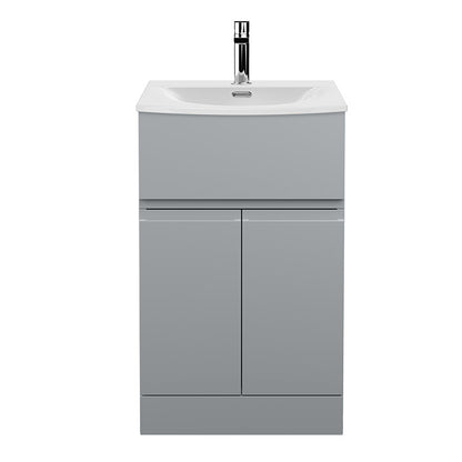 Hudson Reed Urban Floor Standing Double Door/Single Drawer 500mm Unit and Curved Ceramic Basin (1 size, 5 colours) - Brand New Bathrooms