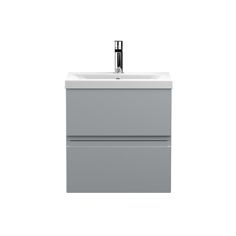 Hudson Reed Wall Hung Double Drawer 500mm Vanity Unit & Mid-Edge Ceramic Basin (1 size, 5 colours) - Brand New Bathrooms