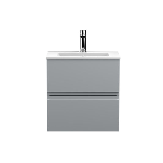 Hudson Reed Wall Hung Double Drawer 500mm Vanity Unit & Ceramic Minimalist Basin (1 size, 5 colours) - Brand New Bathrooms
