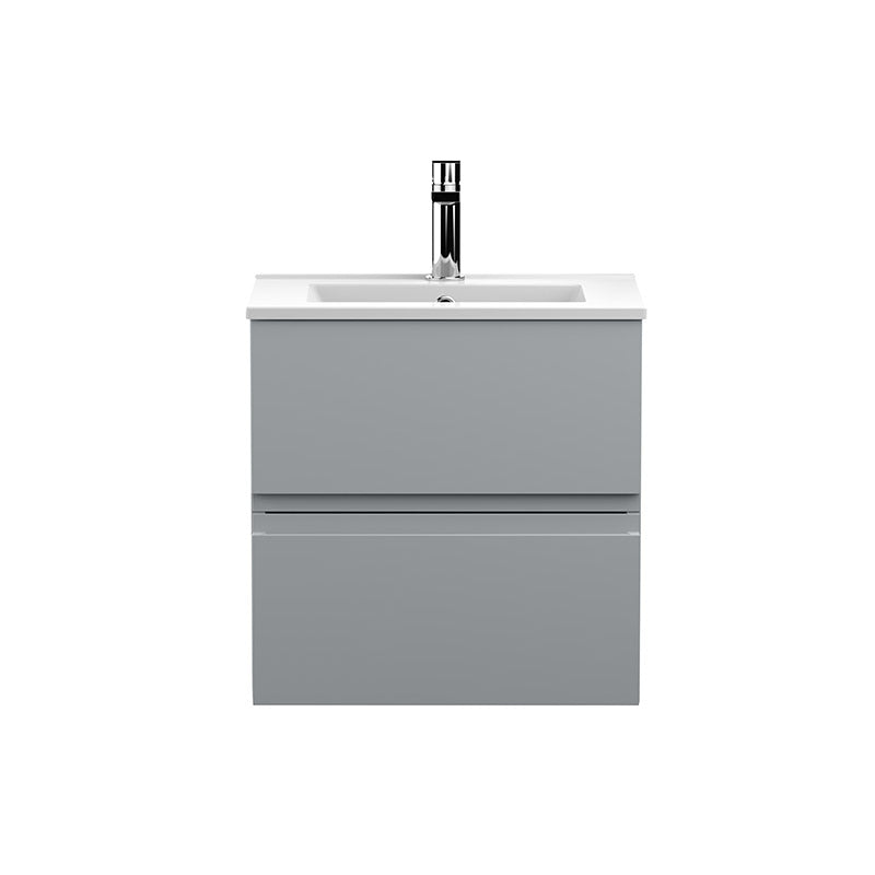 Hudson Reed Wall Hung Double Drawer 500mm Vanity Unit & Ceramic Minimalist Basin (1 size, 5 colours) - Brand New Bathrooms