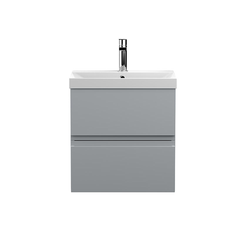 Hudson Reed Wall Hung Double Drawer 500mm Vanity Unit & Thin-Edge Ceramic Basin (1 size, 5 colours) - Brand New Bathrooms