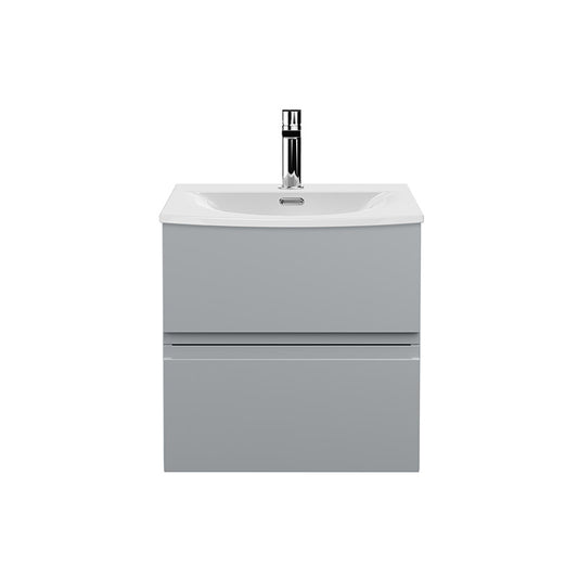 Hudson Reed Wall Hung Double Drawer 500mm Vanity Unit & Curved Ceramic Basin (1 size, 5 colours) - Brand New Bathrooms
