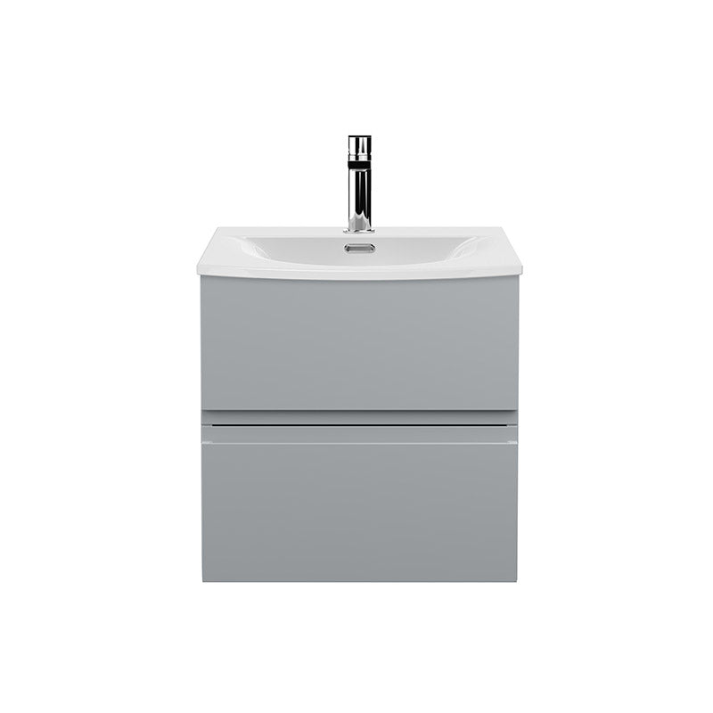 Hudson Reed Wall Hung Double Drawer 500mm Vanity Unit & Curved Ceramic Basin (1 size, 5 colours) - Brand New Bathrooms