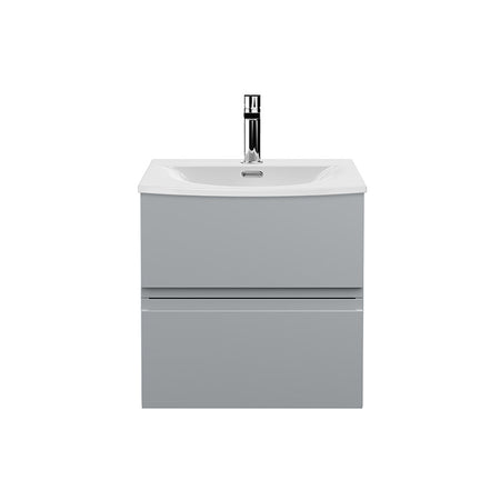 Hudson Reed Wall Hung Double Drawer 500mm Vanity Unit & Curved Ceramic Basin (1 size, 5 colours) - Brand New Bathrooms