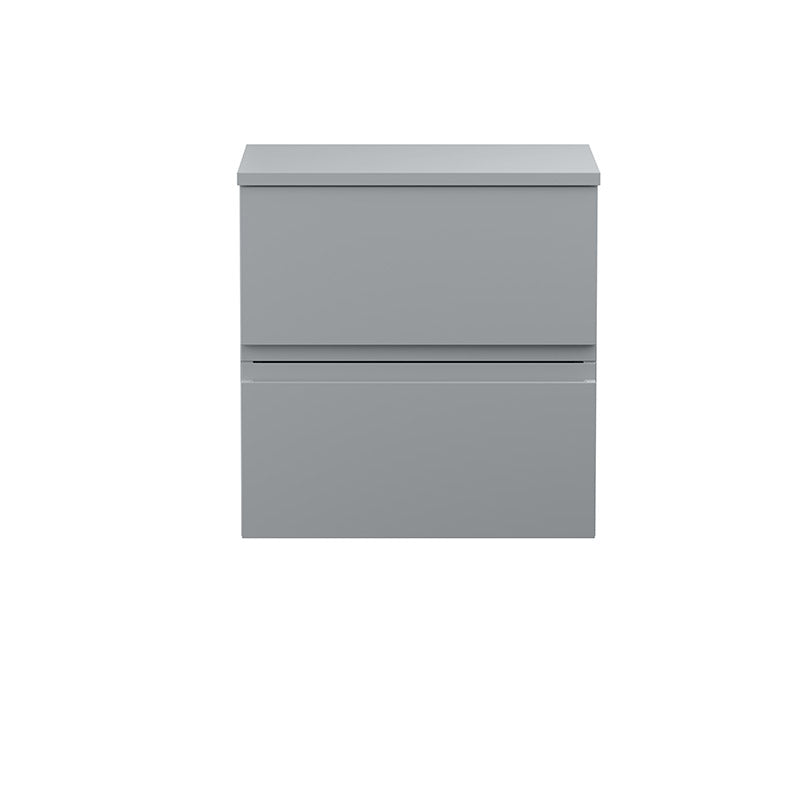 Hudson Reed Urban Wall Hung Double Drawer 500mm Vanity Unit with Matching Worktop (1 size, 4 colours) - Brand New Bathrooms