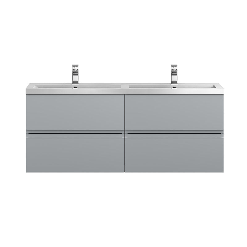 Hudson Reed Urban Wall Hung Four Drawer 1200mm Vanity & Double Polymarble Basin (1 size, 5 colours) - Brand New Bathrooms