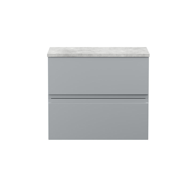 Hudson Reed Urban Wall Hung Double Drawer 600mm Vanity & Bellato Grey Laminate Worktop (1 size, 5 colours) - Brand New Bathrooms