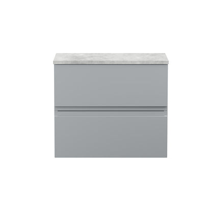 Hudson Reed Urban Wall Hung Double Drawer 600mm Vanity & Bellato Grey Laminate Worktop (1 size, 5 colours) - Brand New Bathrooms