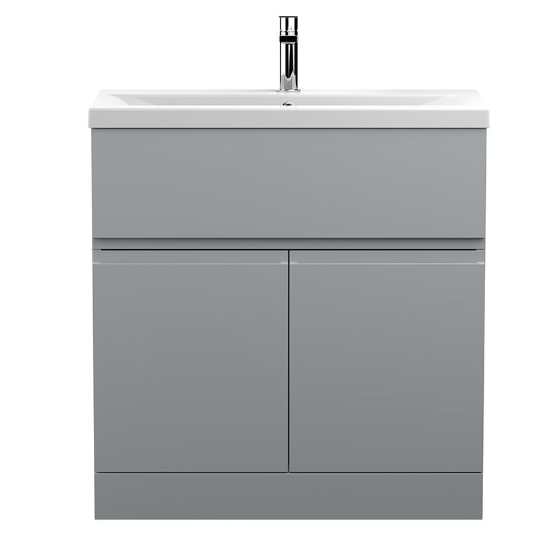 Hudson Reed Urban Floor Standing Double Door Single Drawer 800mm Vanity Unit with Ceramic Mid-Edge Basin (1 size, 5 colours) - Brand New Bathrooms