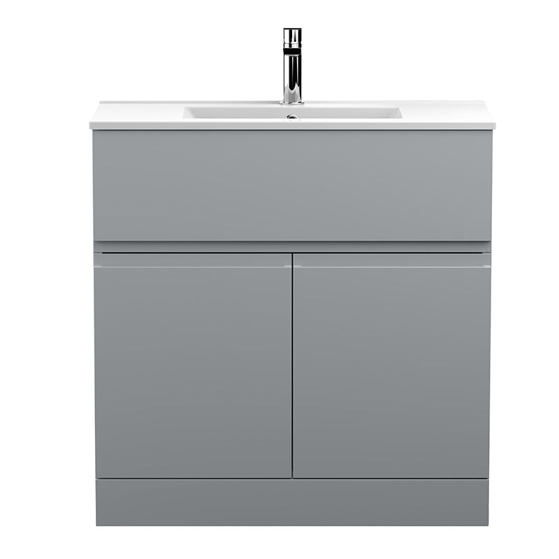 Hudson Reed Urban Floor Standing Double Door Single Drawer 800mm Vanity Unit with Mid-Edge Ceramic Basin (1 size, 5 colours) - Brand New Bathrooms