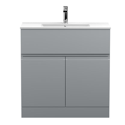 Hudson Reed Urban Floor Standing Double Door Single Drawer 800mm Vanity Unit with Mid-Edge Ceramic Basin (1 size, 5 colours) - Brand New Bathrooms