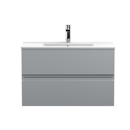 Hudson Reed Urban Wall Hung Double Drawer 800mm Unit & Minimalist Ceramic Basin (1 size, 5 colours) - Brand New Bathrooms