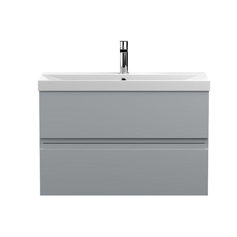 Hudson Reed Urban Wall Hung Double Drawer 800mm Vanity Unit with Thin-Edge Ceramic Basin (1 size, 5 colours) - Brand New Bathrooms