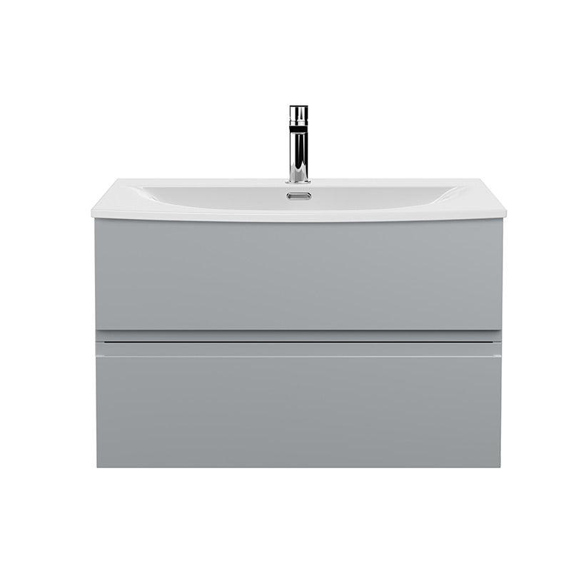 Hudson Reed Urban Wall Hung Double Drawer 800mm Vanity Unit with Curved Ceramic Basin (1 size, 5 colours) - Brand New Bathrooms