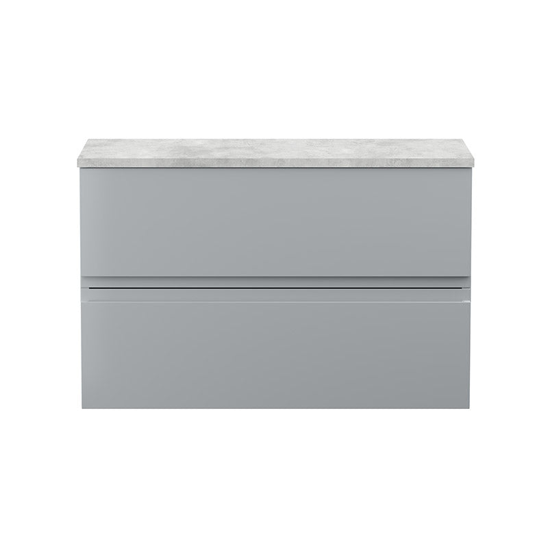 Hudson Reed Urban Wall Hung Double Drawer 800mm Vanity Unit with Bellato Grey Worktop (1 size, 5 colours) - Brand New Bathrooms