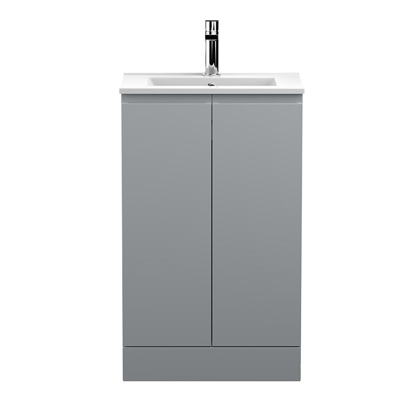Hudson Reed Urban Floor Standing Double Door 500mm Vanity Unit with Minimalist Ceramic Basin (1 size, 5 colours) - Brand New Bathrooms