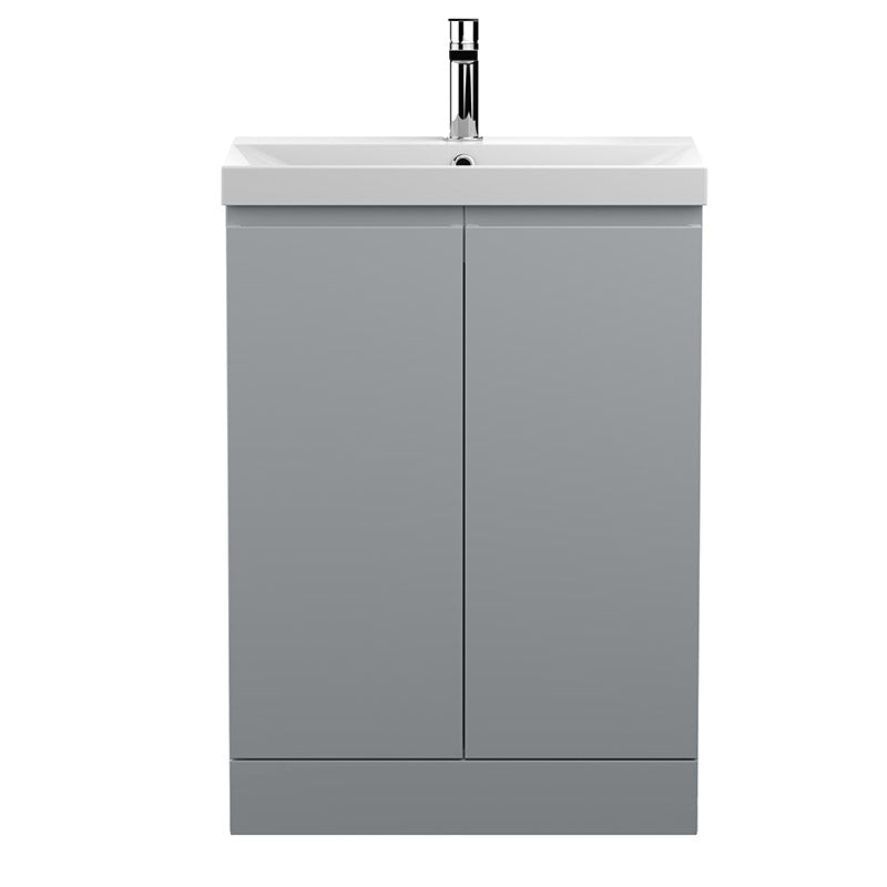Hudson Reed Urban Floor Standing Double Door 600mm Vanity Unit & Thin-Edge Ceramic Basin (1 size, 5 colours) - Brand New Bathrooms