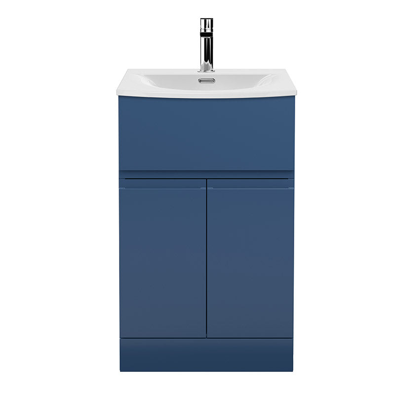 Hudson Reed Urban Floor Standing Double Door/Single Drawer 500mm Unit and Curved Ceramic Basin (1 size, 5 colours) - Brand New Bathrooms