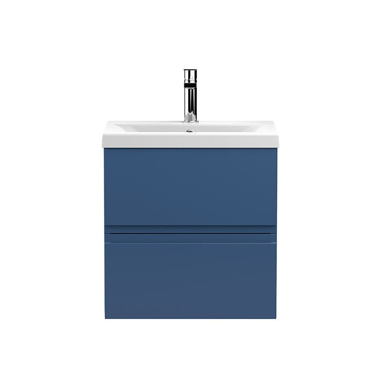 Hudson Reed Wall Hung Double Drawer 500mm Vanity Unit & Mid-Edge Ceramic Basin (1 size, 5 colours) - Brand New Bathrooms