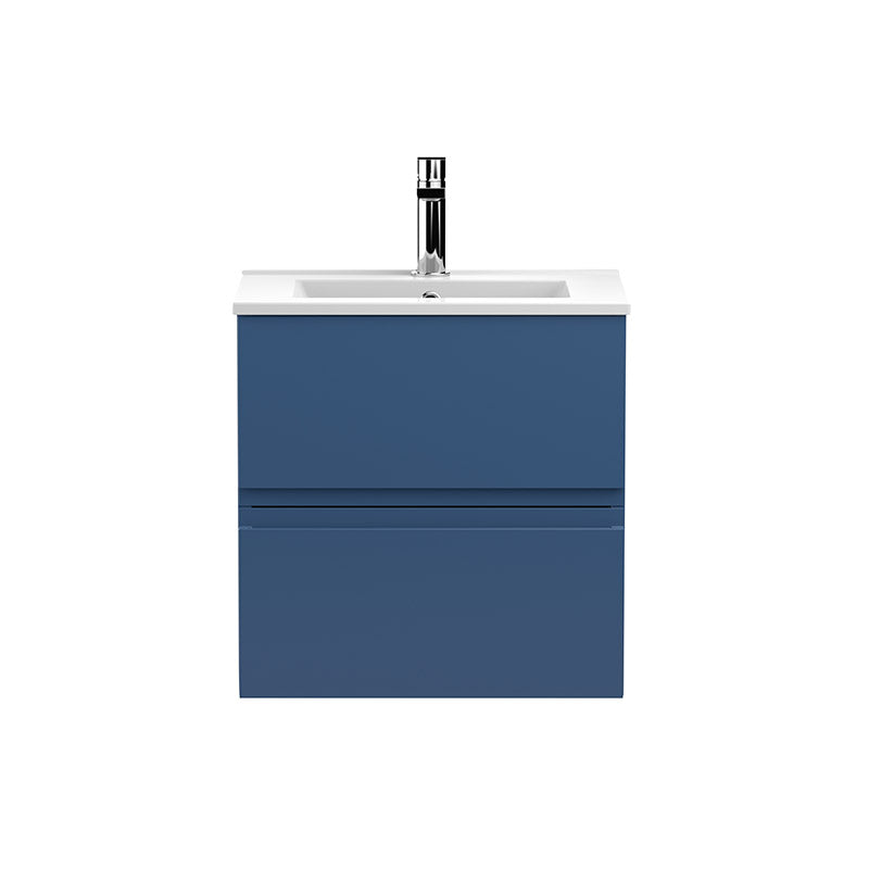 Hudson Reed Wall Hung Double Drawer 500mm Vanity Unit & Ceramic Minimalist Basin (1 size, 5 colours) - Brand New Bathrooms