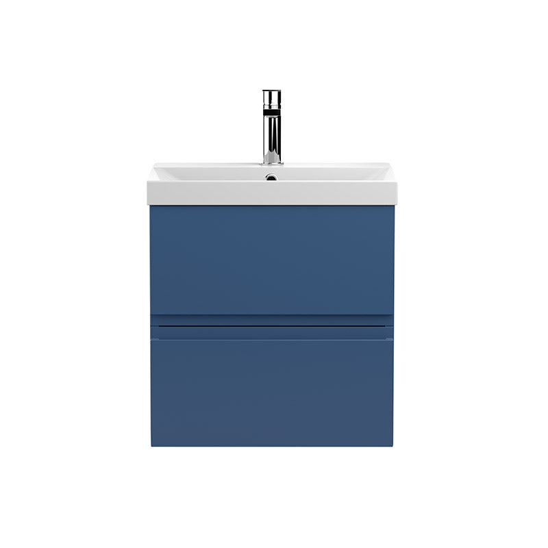 Hudson Reed Wall Hung Double Drawer 500mm Vanity Unit & Thin-Edge Ceramic Basin (1 size, 5 colours) - Brand New Bathrooms