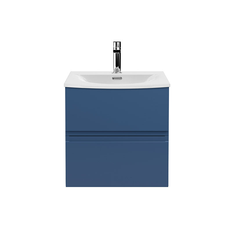 Hudson Reed Wall Hung Double Drawer 500mm Vanity Unit & Curved Ceramic Basin (1 size, 5 colours) - Brand New Bathrooms
