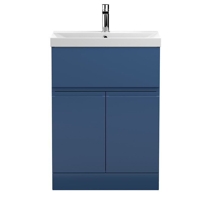 Hudson Reed Urban Floor Standing Double Door/Single Drawer 600mm Unit and Thin-Edge Ceramic Basin (1 size, 5 colours) - Brand New Bathrooms