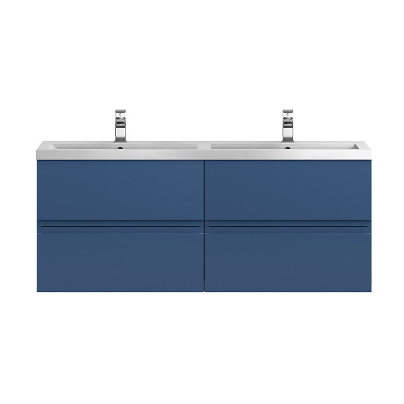 Hudson Reed Urban Wall Hung Four Drawer 1200mm Vanity & Double Polymarble Basin (1 size, 5 colours) - Brand New Bathrooms