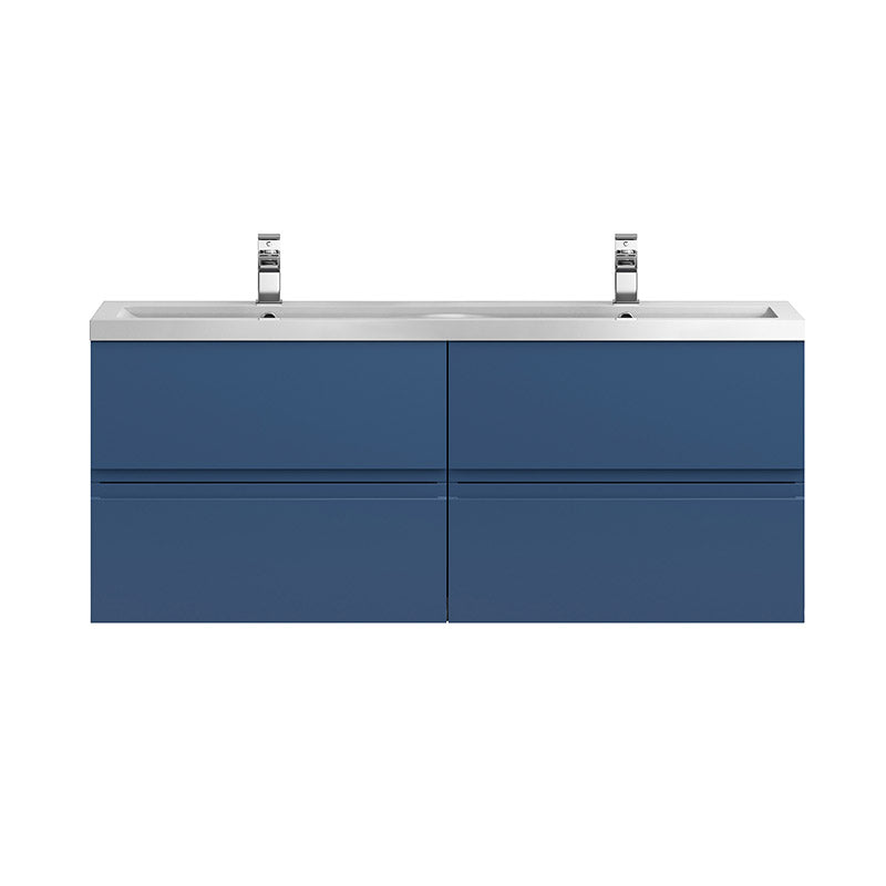 Hudson Reed Urban Wall Hung Four Drawer 1200mm Vanity & Double Polymarble Basin (1 size, 5 colours) - Brand New Bathrooms